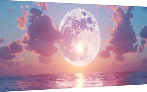 Diamond Painting Erwachsene, Diamond Painting Mond Crystal Art Ozean Muster 5D DIY Diamant Malerei Cross Stitch Stickerei Basteln Erwachsene Set für Deko Wohnzimmer, Geschenke 100x200cm -ly2507H6 von LUOLYYEI