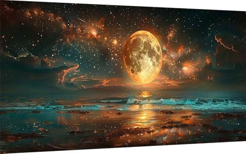 Diamond Painting Erwachsene, Diamond Painting Mond Crystal Art Sternenhimmel Muster 5D DIY Diamant Malerei Cross Stitch Stickerei Basteln Erwachsene Set für Deko Wohnzimmer (40x80 cm) -ly2507G3 von LUOLYYEI
