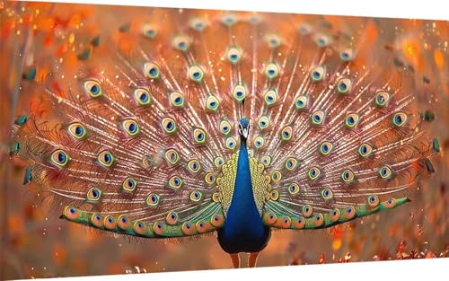 Diamond Painting Erwachsene, Diamond Painting Pfau Crystal Art Tier Muster 5D DIY Diamant Malerei Cross Stitch Stickerei Basteln Erwachsene Set für Deko Wohnzimmer, Geschenke (80x160 cm) -ly25071B von LUOLYYEI