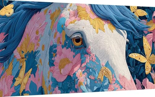 Diamond Painting Erwachsene, Diamond Painting Pferd Crystal Art Schmetterling Muster 5D DIY Diamant Malerei Cross Stitch Stickerei Basteln Erwachsene Set für Deko Wohnzimmer 80x160 cm -ly250743 von LUOLYYEI