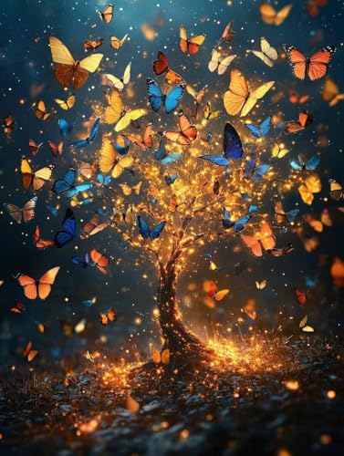 Diamond Painting Erwachsene, Diamond Painting Schmetterling Crystal Art Baum Muster 5D DIY Diamant Malerei Cross Stitch Stickerei Basteln Erwachsene Set für Deko Wohnzimmer 100x135cm -ly25082Z7 von LUOLYYEI
