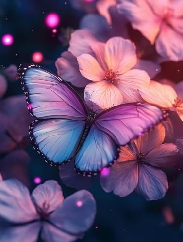 Diamond Painting Erwachsene, Diamond Painting Schmetterling Crystal Art Blume Muster 5D DIY Diamant Malerei Cross Stitch Stickerei Basteln Erwachsene Set für Deko Wohnzimmer 100×135cm -ly250827B von LUOLYYEI