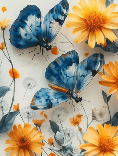 Diamond Painting Erwachsene, Diamond Painting Schmetterling Crystal Art Blume Muster 5D DIY Diamant Malerei Cross Stitch Stickerei Basteln Erwachsene Set für Deko Wohnzimmer 60x80 cm -ly250821D von LUOLYYEI