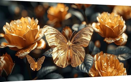 Diamond Painting Erwachsene, Diamond Painting Schmetterling Crystal Art Rose Muster 5D DIY Diamant Malerei Cross Stitch Stickerei Basteln Erwachsene Set für Deko Wohnzimmer 80x160cm -ly25079NMK2 von LUOLYYEI