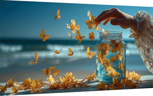 Diamond Painting Erwachsene, Diamond Painting Schmetterling Crystal Art Tier Muster 5D DIY Diamant Malerei Cross Stitch Stickerei Basteln Erwachsene Set für Deko Wohnzimmer 60x120cm -ly25075K6L0 von LUOLYYEI