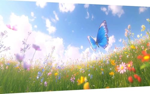Diamond Painting Erwachsene, Diamond Painting Schmetterling Crystal Art Wiese Muster 5D DIY Diamant Malerei Cross Stitch Stickerei Basteln Erwachsene Set für Deko Wohnzimmer 60x120 cm -ly2507D5 von LUOLYYEI