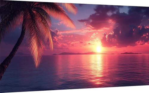 Diamond Painting Erwachsene, Diamond Painting Sonnenuntergang Crystal Art Landschaft Muster 5D DIY Diamant Malerei Cross Stitch Stickerei Basteln Erwachsene Set, Deko Wohnzimmer (40x80 cm) -ly2507RA von LUOLYYEI