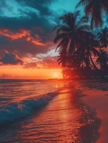 Diamond Painting Erwachsene, Diamond Painting Sonnenuntergang Crystal Art Meer Muster 5D DIY Diamant Malerei Cross Stitch Stickerei Basteln Erwachsene Set für Deko Wohnzimmer 50x70 cm -ly2508254 von LUOLYYEI
