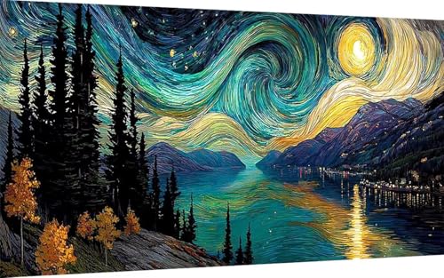 Diamond Painting Erwachsene, Diamond Painting Sternenhimmel Crystal Art Landschaft Muster 5D DIY Diamant Malerei Cross Stitch Stickerei Basteln Erwachsene Set für Deko Wohnzimmer 80x160cm -ly25078A von LUOLYYEI