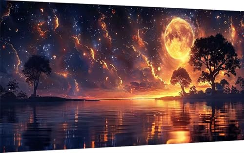 Diamond Painting Erwachsene, Diamond Painting Sternenhimmel Crystal Art Mond Muster 5D DIY Diamant Malerei Cross Stitch Stickerei Basteln Erwachsene Set für Deko Wohnzimmer 100x200 cm -ly2507PD von LUOLYYEI
