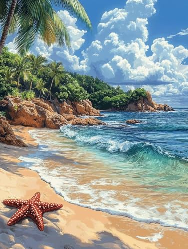 Diamond Painting Erwachsene, Diamond Painting Strand Crystal Art Meer Muster 5D DIY Diamant Malerei Cross Stitch Stickerei Basteln Erwachsene Set für Deko Wohnzimmer, Geschenke 100x135 cm -ly25082WV von LUOLYYEI