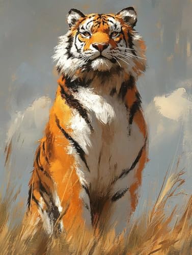 Diamond Painting Erwachsene, Diamond Painting Tiger Crystal Art Tier Muster 5D DIY Diamant Malerei Cross Stitch Stickerei Basteln Erwachsene Set für Deko Wohnzimmer, Geschenke 50×70cm -ly25082FE von LUOLYYEI