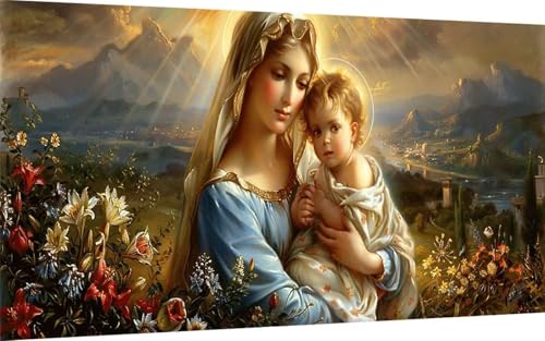 Diamond Painting Erwachsene, Diamond Painting Unsere Liebe Frau Crystal Art Frau Muster 5D DIY Diamant Malerei Cross Stitch Stickerei Basteln Erwachsene Set für Deko Wohnzimmer (40x80 cm) -ly250729 von LUOLYYEI