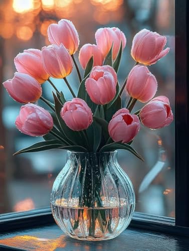 Diamond Painting Erwachsene, Diamond Painting Vase Crystal Art Blume Muster 5D DIY Diamant Malerei Cross Stitch Stickerei Basteln Erwachsene Set für Deko Wohnzimmer, Geschenke 50x70 cm -ly25082W7 von LUOLYYEI