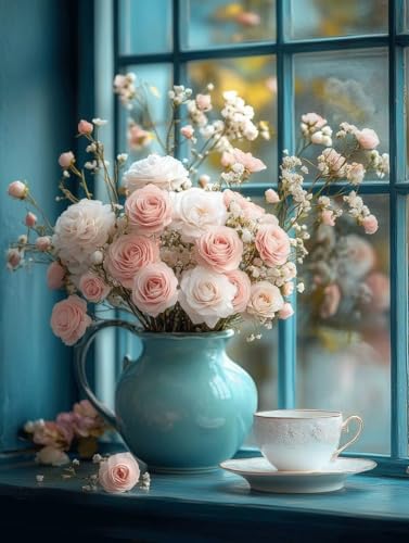 Diamond Painting Erwachsene, Diamond Painting Vase Crystal Art Blume Muster 5D DIY Diamant Malerei Cross Stitch Stickerei Basteln Erwachsene Set für Deko Wohnzimmer, Geschenke 90x120cm -ly25082NO von LUOLYYEI
