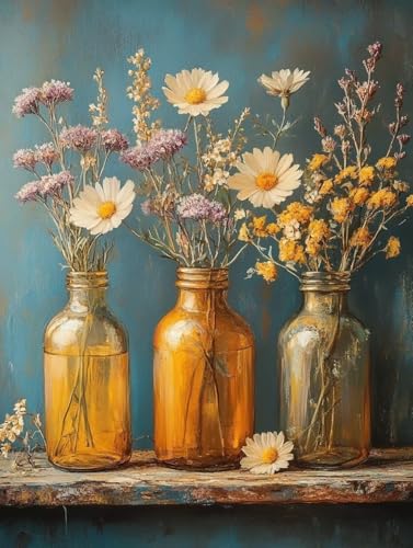Diamond Painting Erwachsene, Diamond Painting Vase Crystal Art Blume Muster 5D DIY Diamant Malerei Cross Stitch Stickerei Basteln Erwachsene Set für Deko Wohnzimmer, Geschenke 90x120cm -ly25082P3 von LUOLYYEI