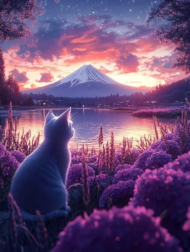 Diamond Painting Erwachsene, Diamond Painting Vulkan Fuji Crystal Art Katze Muster 5D DIY Diamant Malerei Cross Stitch Stickerei Basteln Erwachsene Set für Deko Wohnzimmer 40x50cm -ly25082M5DZG Diamond Painting Erwachsene, Diamond Painting Vulkan Fuji Crystal Art Katze Muster 5D DIY Diamant Malerei Cross Stitch Stickerei Basteln Erwachsene Set für Deko Wohnzimmer 40x50cm -ly25082M5DZG von LUOLYYEI
