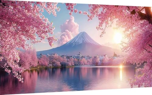 Diamond Painting Erwachsene, Diamond Painting Vulkan Fuji Crystal Art Kirschblüten Muster 5D DIY Diamant Malerei Cross Stitch Stickerei Basteln Erwachsene Set für Deko Wohnzimmer (60x120 cm) -ly250714 von LUOLYYEI