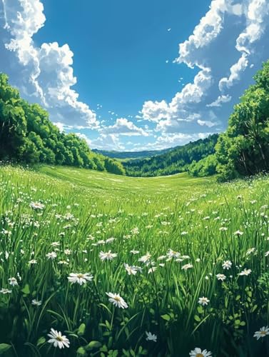 Diamond Painting Erwachsene, Diamond Painting Wiese Crystal Art Natur Muster 5D DIY Diamant Malerei Cross Stitch Stickerei Basteln Erwachsene Set für Deko Wohnzimmer, Geschenke 60x80cm -ly2508257 von LUOLYYEI