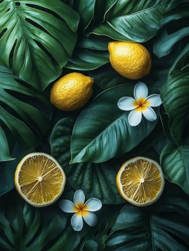 Diamond Painting Erwachsene, Diamond Painting Zitrone Crystal Art Pflanzen Muster 5D DIY Diamant Malerei Cross Stitch Stickerei Basteln Erwachsene Set für Deko Wohnzimmer, Geschenke 40x50cm -ly25082UT von LUOLYYEI