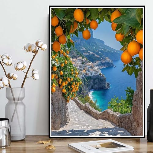 Diamond Painting Häuser Diamond Painting XXL 60×80cm, 5D Crystal Art Landschaft Muster DIY Runden Steine Vollbohrer Mosaik Bastelset Erwachsene für Zimmer Deko Wohnzimmer, Geschenke -ly250828V1Z2 von LUOLYYEI