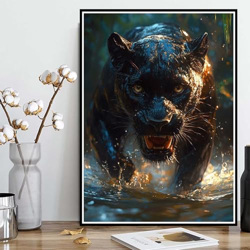 Diamond Painting Leopard Diamond Painting XXL 50×70cm, 5D Crystal Art Tier Muster DIY Runden Steine Vollbohrer Mosaik Bastelset Erwachsene für Zimmer Deko Wohnzimmer, Geschenke für Frauen -ly2508276 von LUOLYYEI