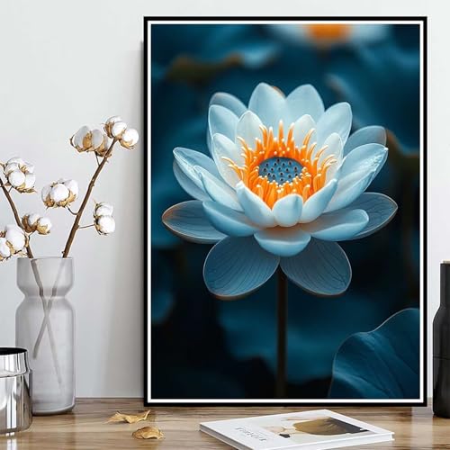 Diamond Painting Lotus Diamond Painting XXL 90x120cm, 5D Crystal Art Pflanzen Muster DIY Runden Steine Vollbohrer Mosaik Bastelset Erwachsene für Zimmer Deko Wohnzimmer, Geschenke -ly25082CS172 von LUOLYYEI