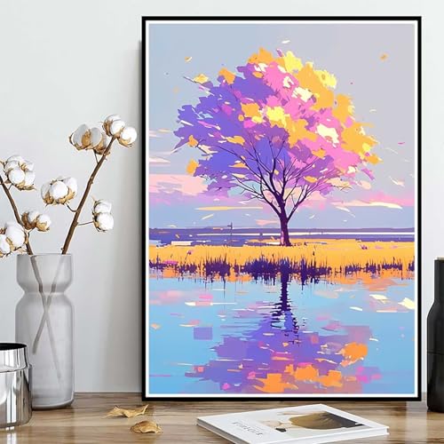 Diamond Painting Natur Diamond Painting XXL 100x135 cm, 5D Crystal Art Landschaft Muster DIY Runden Steine Vollbohrer Mosaik Bastelset Erwachsene für Zimmer Deko Wohnzimmer, Geschenke -ly25082JB von LUOLYYEI