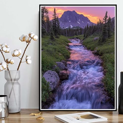 Diamond Painting Natur Diamond Painting XXL 90x120cm, 5D Crystal Art Landschaft Muster DIY Runden Steine Vollbohrer Mosaik Bastelset Erwachsene für Zimmer Deko Wohnzimmer, Geschenke -ly25082FS84X von LUOLYYEI