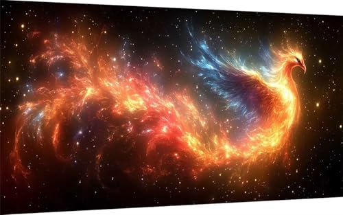Diamond Painting Phönix Diamond Painting XXL (100x300 cm), 5D Crystal Art Sternenhimmel Muster DIY Eckige Steine Vollbohrer Mosaik Bastelset Erwachsene für Zimmer Deko Wohnzimmer, Geschenke -ly2507BQ von LUOLYYEI