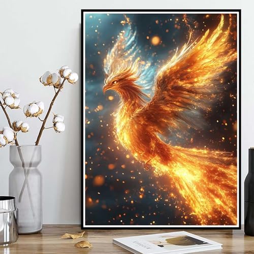Diamond Painting Phönix Diamond Painting XXL 100×135cm, 5D Crystal Art Feuerphönix Muster DIY Runden Steine Vollbohrer Mosaik Bastelset Erwachsene für Zimmer Deko Wohnzimmer, Geschenke -ly2508244 von LUOLYYEI