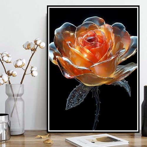 Diamond Painting Rose Diamond Painting XXL 60x80 cm, 5D Crystal Art Blume Muster DIY Runden Steine Vollbohrer Mosaik Bastelset Erwachsene für Zimmer Deko Wohnzimmer, Geschenke für Frauen -ly250821S von LUOLYYEI