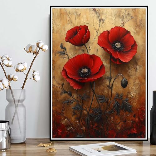 Diamond Painting Saflor Diamond Painting XXL 40x50cm, 5D Crystal Art Pflanzen Muster DIY Runden Steine Vollbohrer Mosaik Bastelset Erwachsene für Zimmer Deko Wohnzimmer, Geschenke -ly25082Y0Q0L von LUOLYYEI