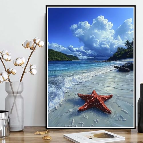 Diamond Painting Seestern Diamond Painting XXL 100x135 cm, 5D Crystal Art Strand Muster DIY Runden Steine Vollbohrer Mosaik Bastelset Erwachsene für Zimmer Deko Wohnzimmer, Geschenke -ly25082BL Diamond Painting Seestern Diamond Painting XXL 100x135 cm, 5D Crystal Art Strand Muster DIY Runden Steine Vollbohrer Mosaik Bastelset Erwachsene für Zimmer Deko Wohnzimmer, Geschenke -ly25082BL von LUOLYYEI