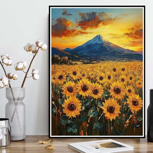 Diamond Painting Sonnenblume Diamond Painting XXL 30×40cm, 5D Crystal Art Blumen Muster DIY Runden Steine Vollbohrer Mosaik Bastelset Erwachsene für Zimmer Deko Wohnzimmer, Geschenke -ly25082K8 von LUOLYYEI