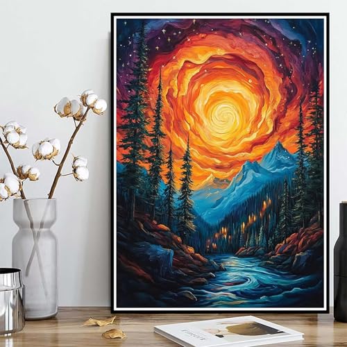 Diamond Painting Sternenhimmel Diamond Painting XXL 40x50cm, 5D Crystal Art Landschaft Muster DIY Runden Steine Vollbohrer Mosaik Bastelset Erwachsene für Zimmer Deko Wohnzimmer, Geschenke -ly2508278 von LUOLYYEI
