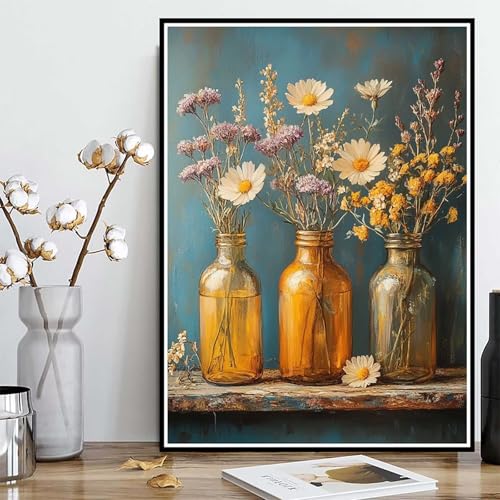 Diamond Painting Vase Diamond Painting XXL 40x50cm, 5D Crystal Art Blume Muster DIY Runden Steine Vollbohrer Mosaik Bastelset Erwachsene für Zimmer Deko Wohnzimmer, Geschenke für Frauen -ly25082Q3 von LUOLYYEI