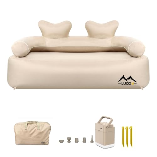 LUOOV Faltbare aufblasbare Couch, Sofa, Campingstuhl für Erwachsene, wasserdicht, Outdoor, Luftsofa, Unterstützung, 299 kg, für Camping, Reisen, integrierte elektrische Luftpumpe (Khaki-Doppel), ax12684 von LUOOV