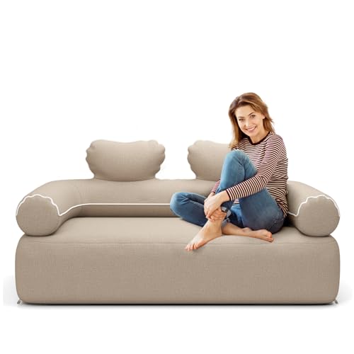Foldable Inflatable Couch Sofa Camping Chair for Adults Waterproof Outdoor Air Sofa for Camping Travel Built-in Electric Air Pump (Queen) von LUOOV