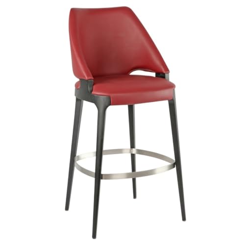 LUOQIANDEBB Bar StüHle Barstuhl Aus Echtem Leder, Home-Island-Stuhl, Moderner, Schlichter Rückenlehnenstuhl, Italienischer Minimalistischer Barhocker Bar Chair (Color : Red, Size : A) von LUOQIANDEBB