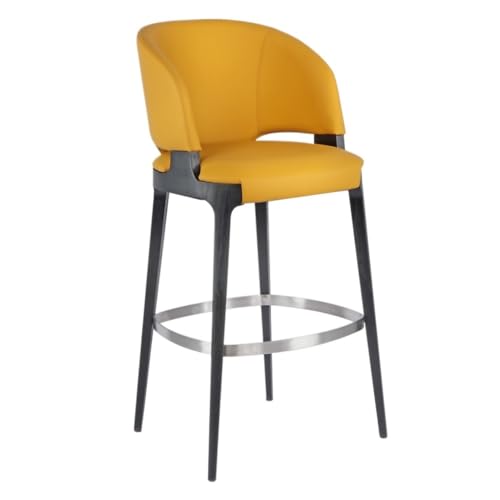 LUOQIANDEBB Bar StüHle Barstuhl Aus Echtem Leder, Home-Island-Stuhl, Moderner, Schlichter Rückenlehnenstuhl, Italienischer Minimalistischer Barhocker Bar Chair (Color : Yellow, Size : B) von LUOQIANDEBB