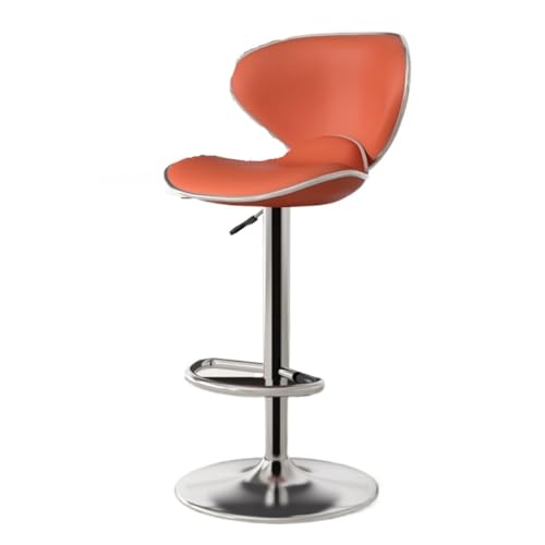 LUOQIANDEBB Bar StüHle Lederkufen-Barstuhllift, Eisenrücken-Barstuhl, Rezeption, Schwarz-weißer, Einfarbiger Bar-Scheiben-Hochstuhl Bar Chair (Color : Orange, Size : A) von LUOQIANDEBB