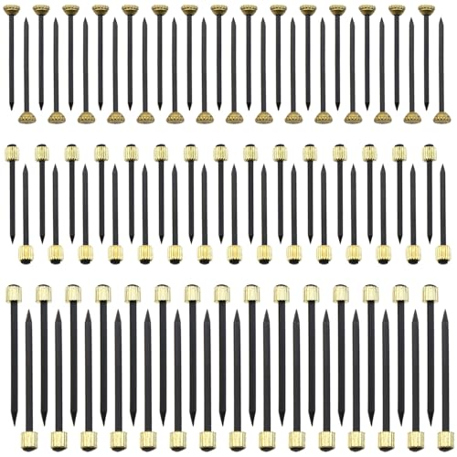 LUORNG 90-teiliges Bilder-Aufhängeset mit 3 Größen, Wandkunst-Dekorations-Hardware, schwarze Stahlnägel mit Messingköpfen (90 Stück, klein/mittel/groß) von LUORNG