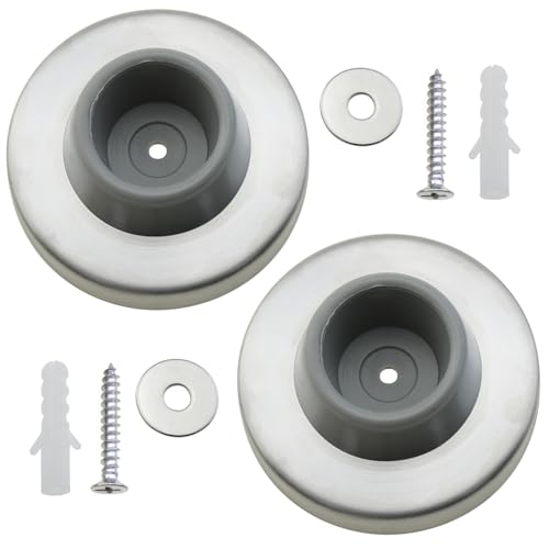 LUORNG Konkaver Türstopper, Wandschutz, Edelstahl, versenkter Türstopper mit grauem Gummi, konkave Türgriff-Stoßstange, silberfarben, 2 Stück von LUORNG