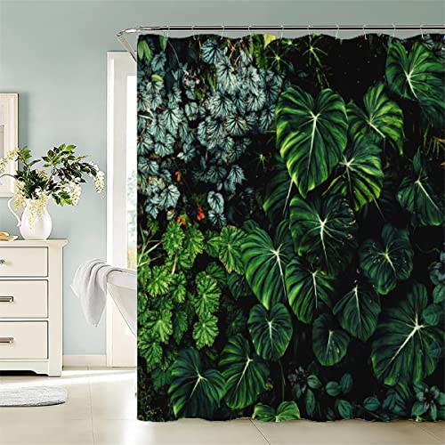 3D Naturlandschaft Shower Curtain Anti-Mould Waterproof Shower Curtains 240 x 200cm Grün Shower Curtain 100% Polyester Fabric Anti-Bacterial Bath Curtain with 12 Hooks for Bathroom Bathtub von LUORU