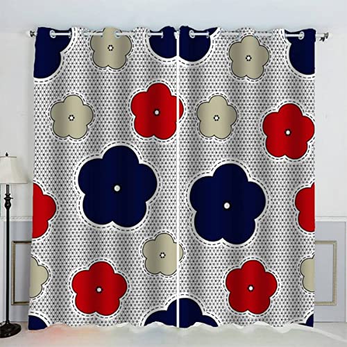 LUORU 3D Blumen Vorhänge Abdunkelnd mit ösen 140x160 cm Polyester Scheibengardinen Skandinavischer Stil Bunt Gardinen Blickdicht 2er Set Schallschutz Vorhang für Kinderzimmer Wohnzimmer Schlafzimmer von LUORU