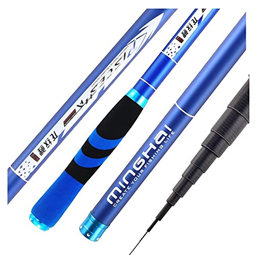 LUOSHUAI Stipprute Kohlefaser-Teleskop-Angelrute Hand-polig Karpfen Ultraleicht Super Hard Travel 3.6/4,5/5.4/6.3/7,2m Angelrute (Color : Blue, Length : 7.2 m) von LUOSHUAI