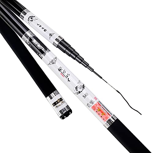 Stipprute 2 7M-9,0M. Karpfen Angelrute Kohlefaser-Angelrute tragbare Ultra-leichte Pole 28 tonale Teleskopstange mit Ersatzteilen Angelrute (Length : 5.4m with Accessory) von LUOSHUAI