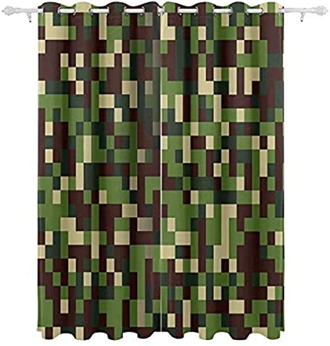 LUOWAN 3D Digitaldruck Blickdicht verdunkelung Vorhang Küche - 183x214 cm - Grün Pixel Muster Spiel - Dekorative Vorhänge Für Wohnzimmer und Schlafzimmer Junge mit Mädchen von LUOWAN