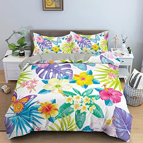 LUOWAN Single 150 x 210 cm Pflanze Blätter Bunt Blume 3D-Bettwäsche-Set Queen-Bettwäsche Stoff Bettbezug Nordic Bettdecken Bettwäsche von LUOWAN